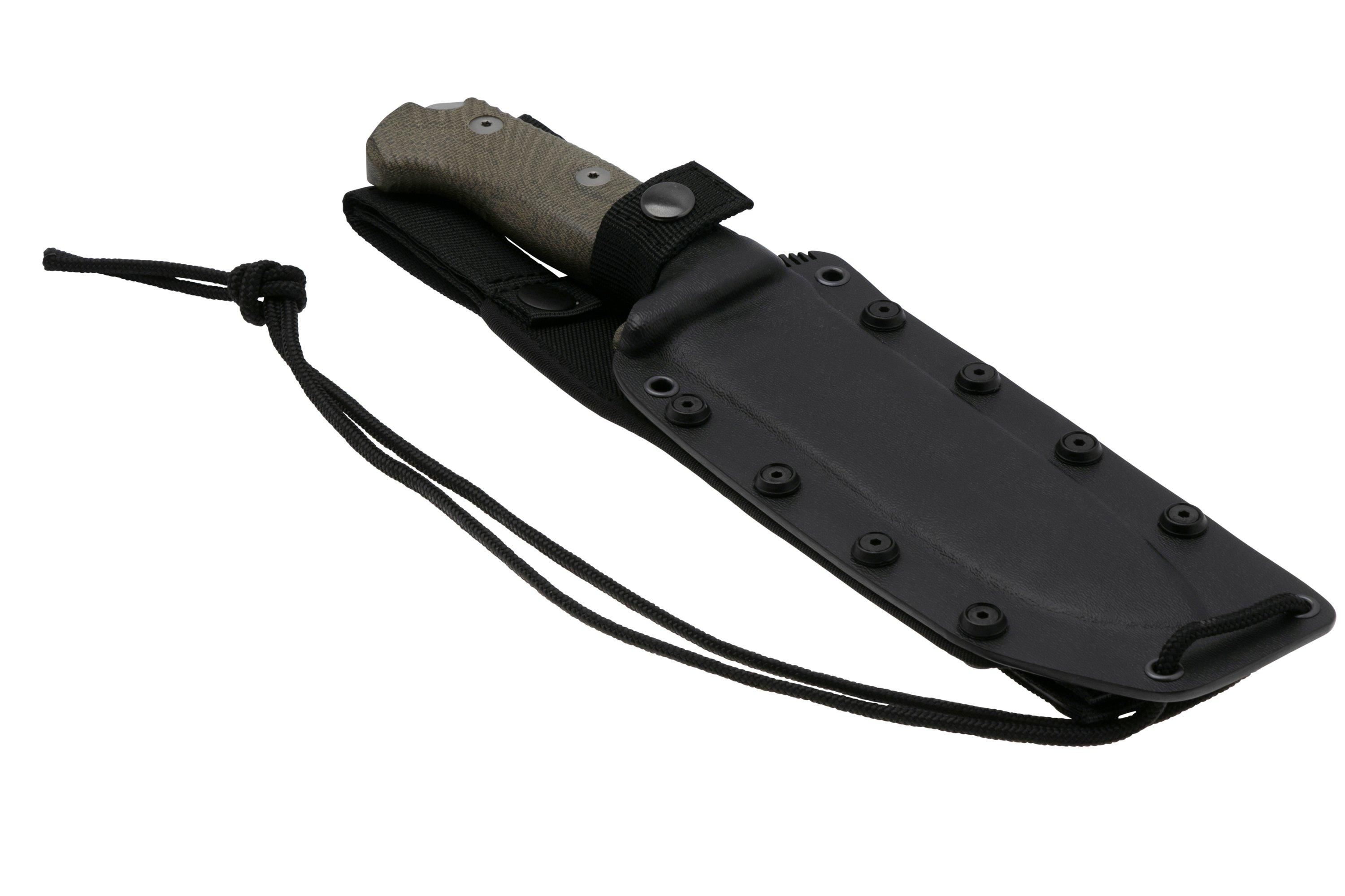 LionSteel M7 CVG Satin, Green Canvas Micarta feststehendes Messer 