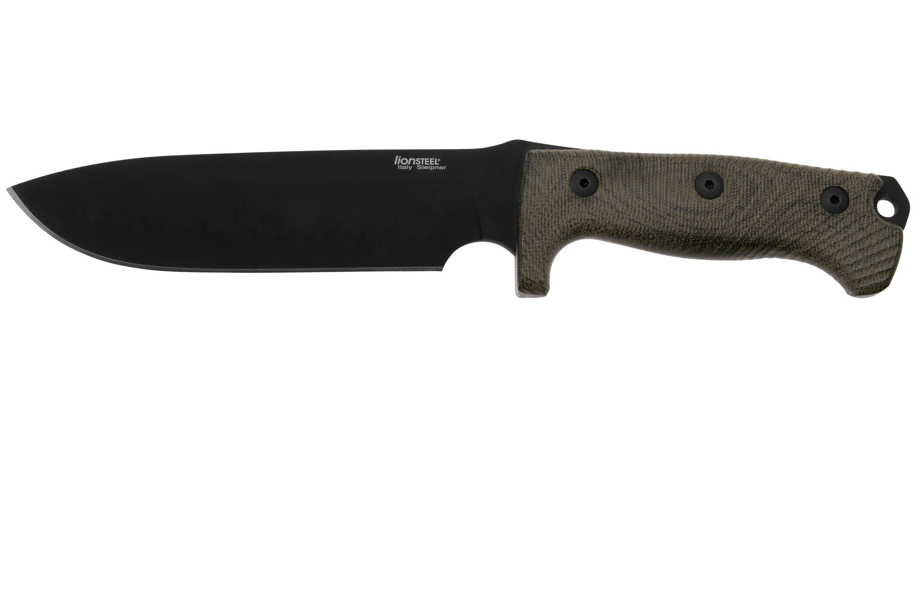 LionSteel M7B CVG Black, Green Canvas Micarta feststehendes Messer  