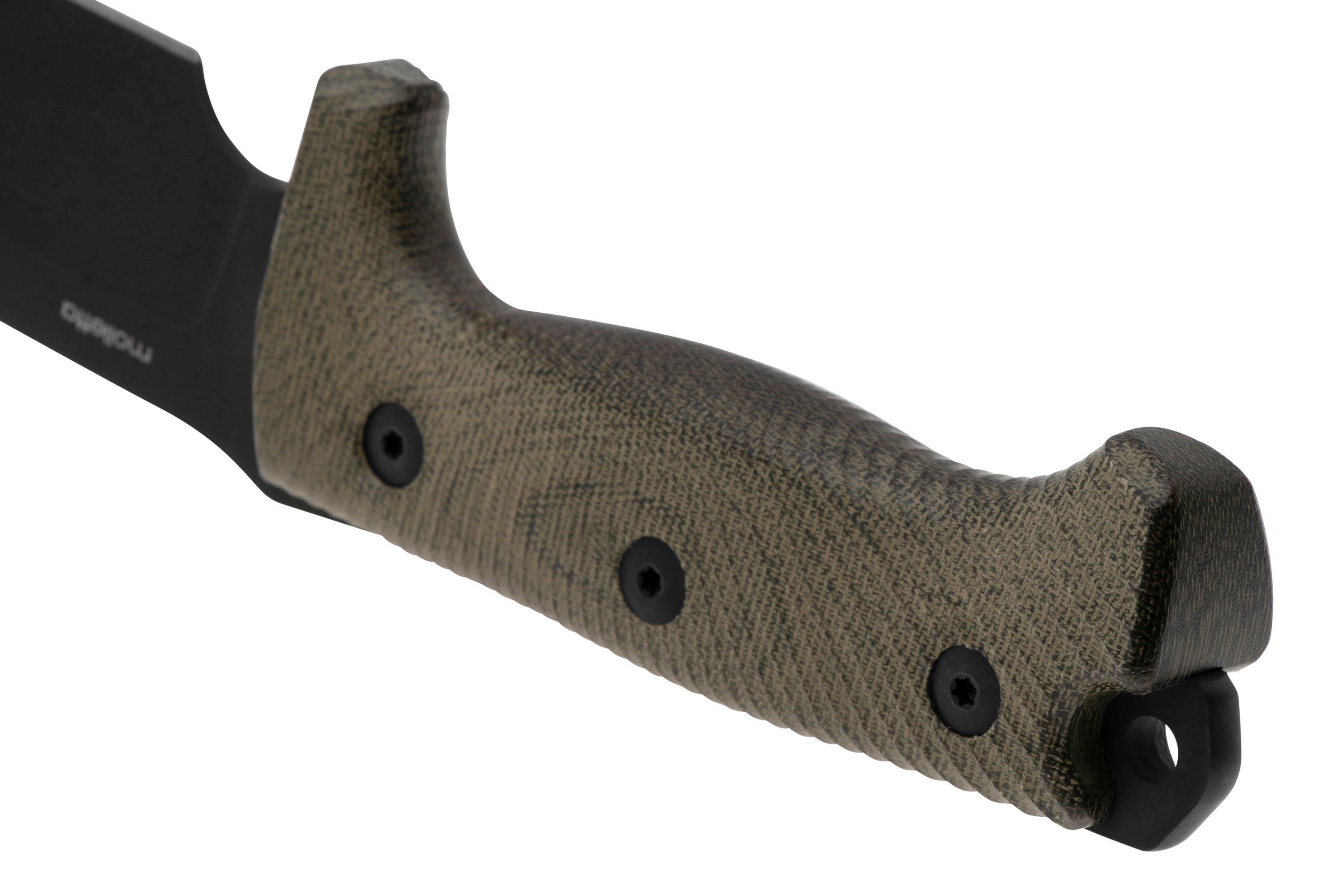 LionSteel M7B CVG Black, Green Canvas Micarta feststehendes Messer  