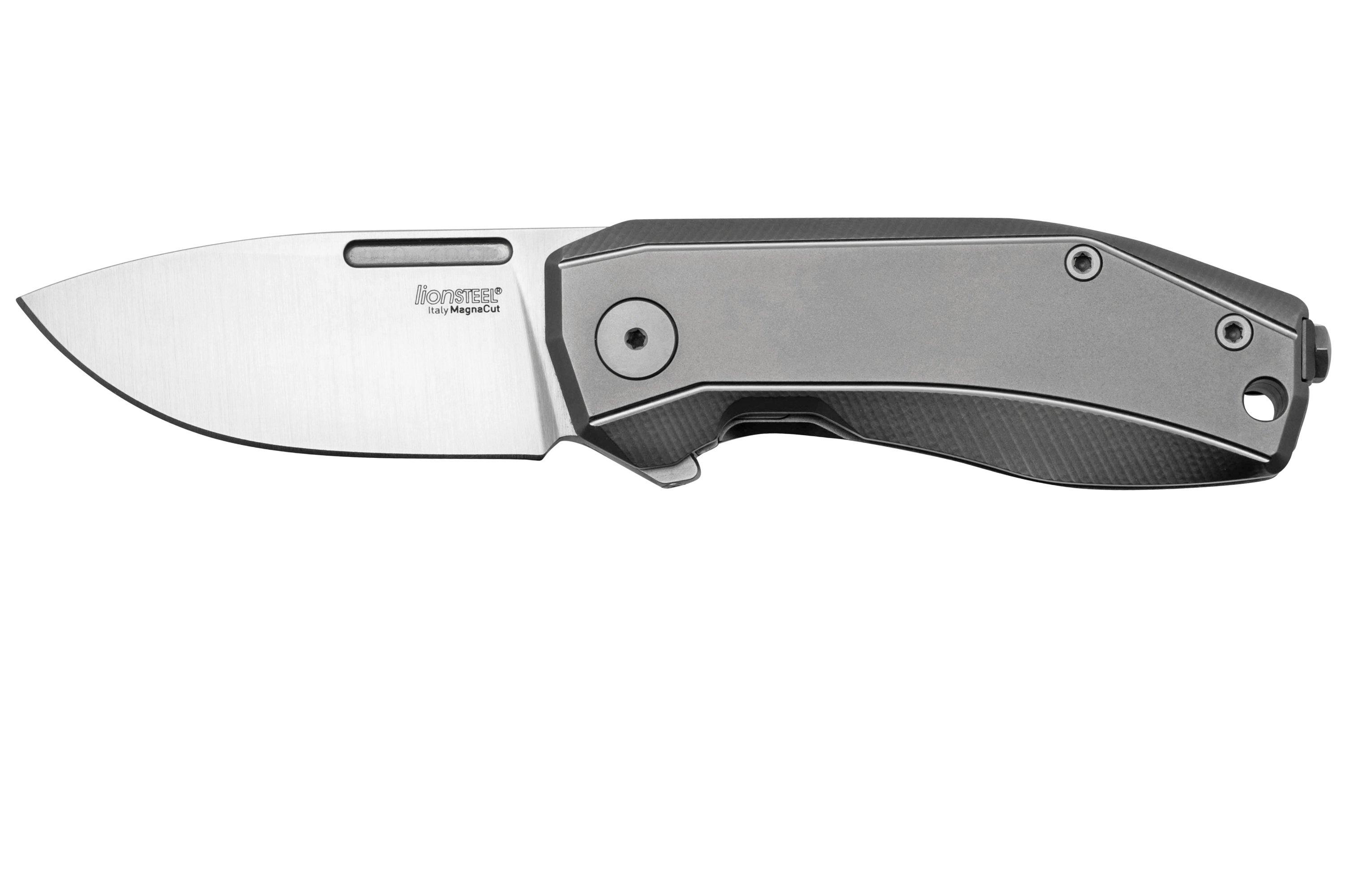 LionSteel Nano NA01GY Frame Lock, Magnacut, Grey Titanium, pocket