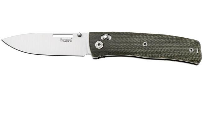 Afbeelding voor LionSteel NiNi NN1 CVG M390 Satin, Full Green Canvas Micarta, zakmes, Gianni Pauletta design