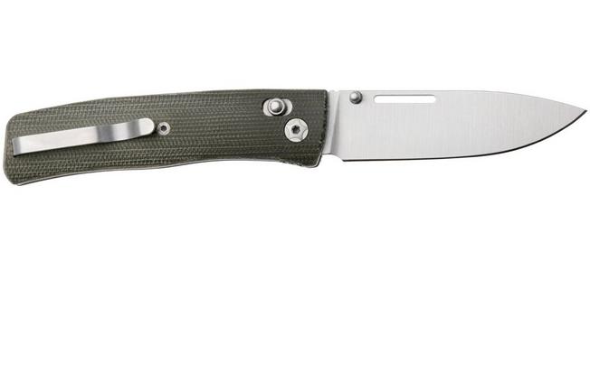 Afbeelding voor LionSteel NiNi NN1 CVG M390 Satin, Full Green Canvas Micarta, zakmes, Gianni Pauletta design