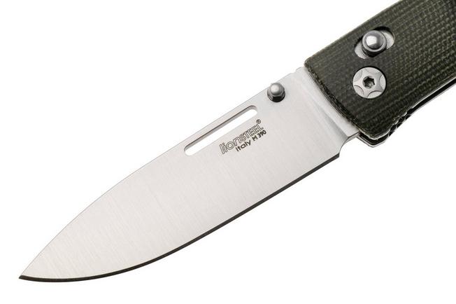 Afbeelding voor LionSteel NiNi NN1 CVG M390 Satin, Full Green Canvas Micarta, zakmes, Gianni Pauletta design