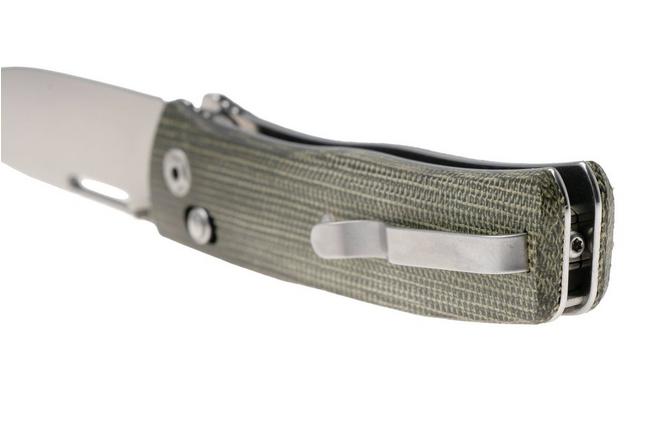Afbeelding voor LionSteel NiNi NN1 CVG M390 Satin, Full Green Canvas Micarta, zakmes, Gianni Pauletta design