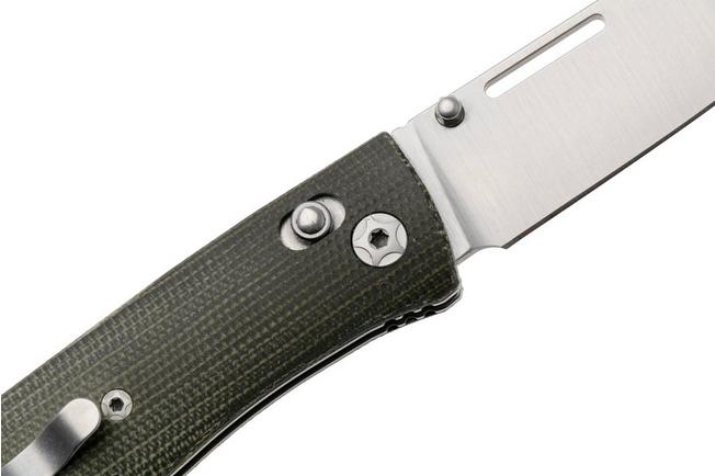 Afbeelding voor LionSteel NiNi NN1 CVG M390 Satin, Full Green Canvas Micarta, zakmes, Gianni Pauletta design