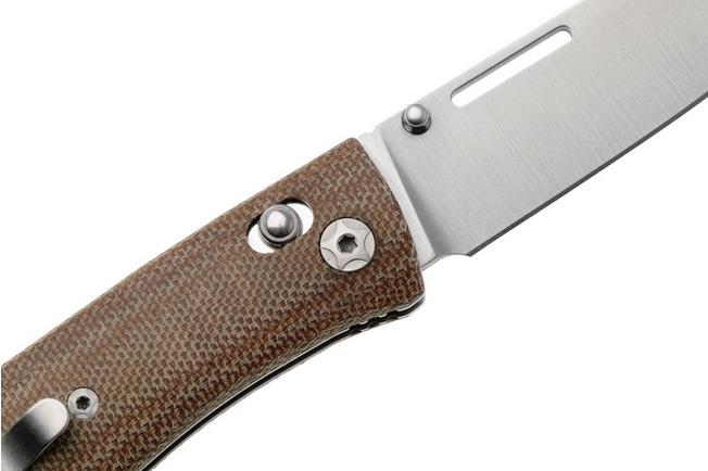 Afbeelding voor LionSteel NiNi NN1 CVN M390 Satin, Full Natural Canvas Micarta, zakmes, Gianni Pauletta design