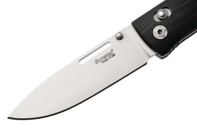 Afbeelding voor LionSteel NiNi NN1 GBK M390 Satin, Full Black G10, zakmes, Gianni Pauletta design