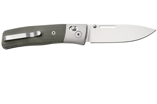 Afbeelding voor LionSteel NiNi NN2 CVG M390 Satin, Titanium Bolsters, Green Canvas Micarta, zakmes, Gianni Pauletta design