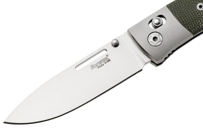 Afbeelding voor LionSteel NiNi NN2 CVG M390 Satin, Titanium Bolsters, Green Canvas Micarta, zakmes, Gianni Pauletta design