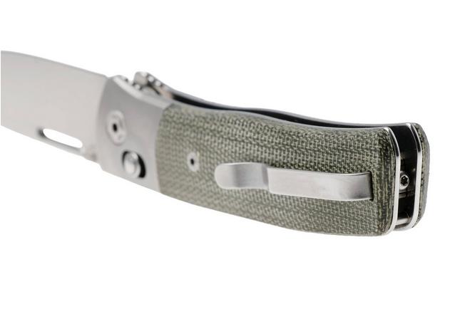 Afbeelding voor LionSteel NiNi NN2 CVG M390 Satin, Titanium Bolsters, Green Canvas Micarta, zakmes, Gianni Pauletta design