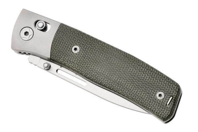 Afbeelding voor LionSteel NiNi NN2 CVG M390 Satin, Titanium Bolsters, Green Canvas Micarta, zakmes, Gianni Pauletta design