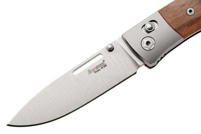 Afbeelding voor LionSteel NiNi NN2 ST M390 Satin, Titanium Bolsters, Santos Wood, zakmes, Gianni Pauletta design