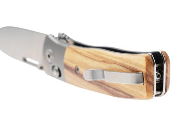 Afbeelding voor LionSteel NiNi NN2 UL M390 Satin, Titanium Bolsters, Olive Wood, zakmes, Gianni Pauletta design