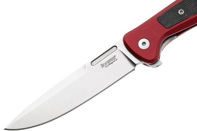 LionSteel Skinny - Red Aluminum - Stonewashed MagnaCut Blade