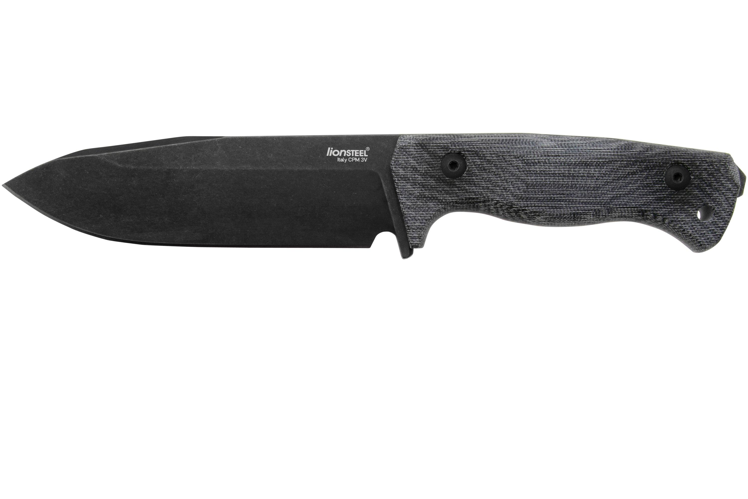 LionSteel T6 Old Black, Black Canvas Micarta T6B-CVB coltello fisso ...