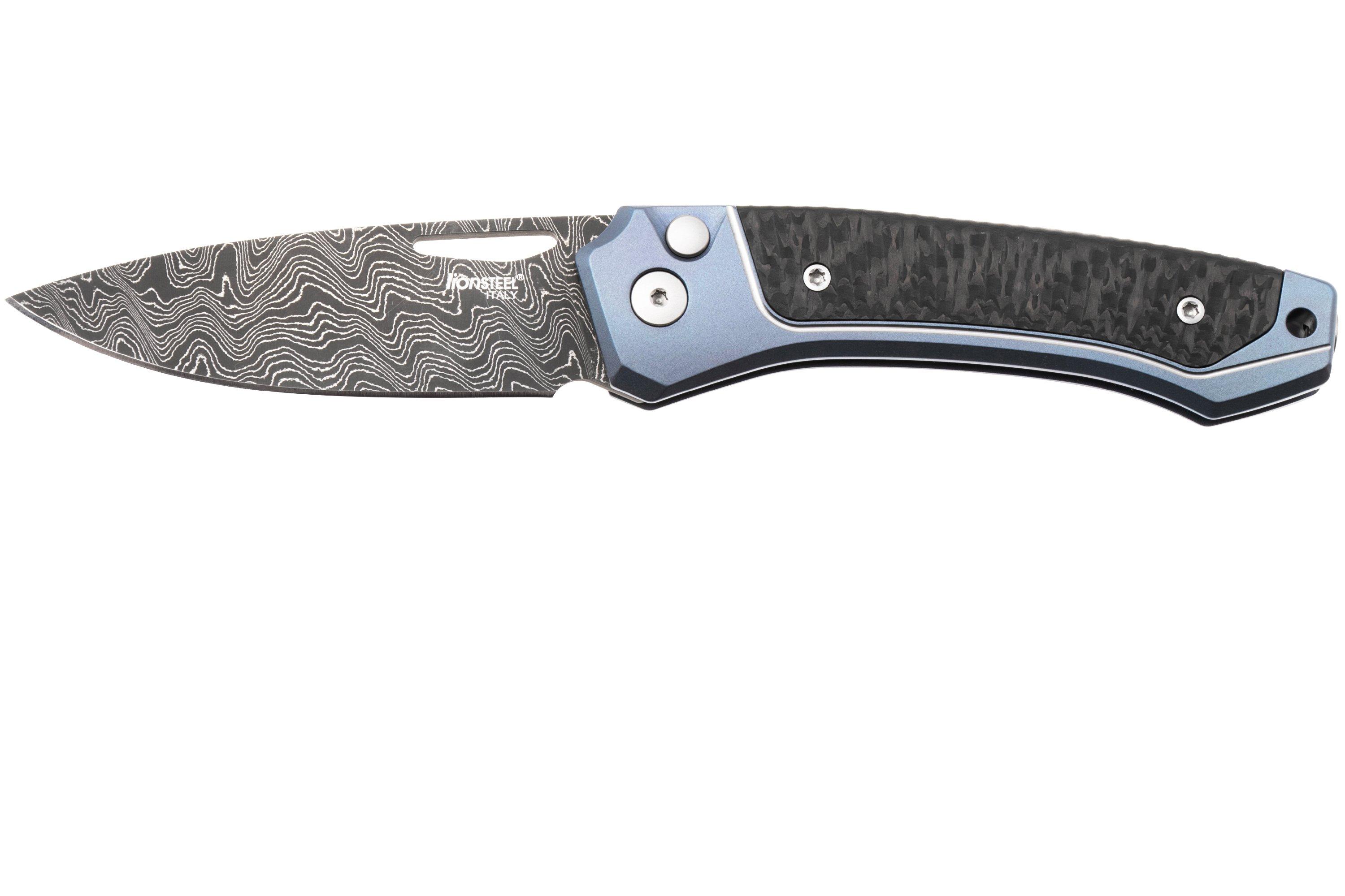 LionSteel Twain Chad Nichols Scrambled Damascus TW-D-BL Blue