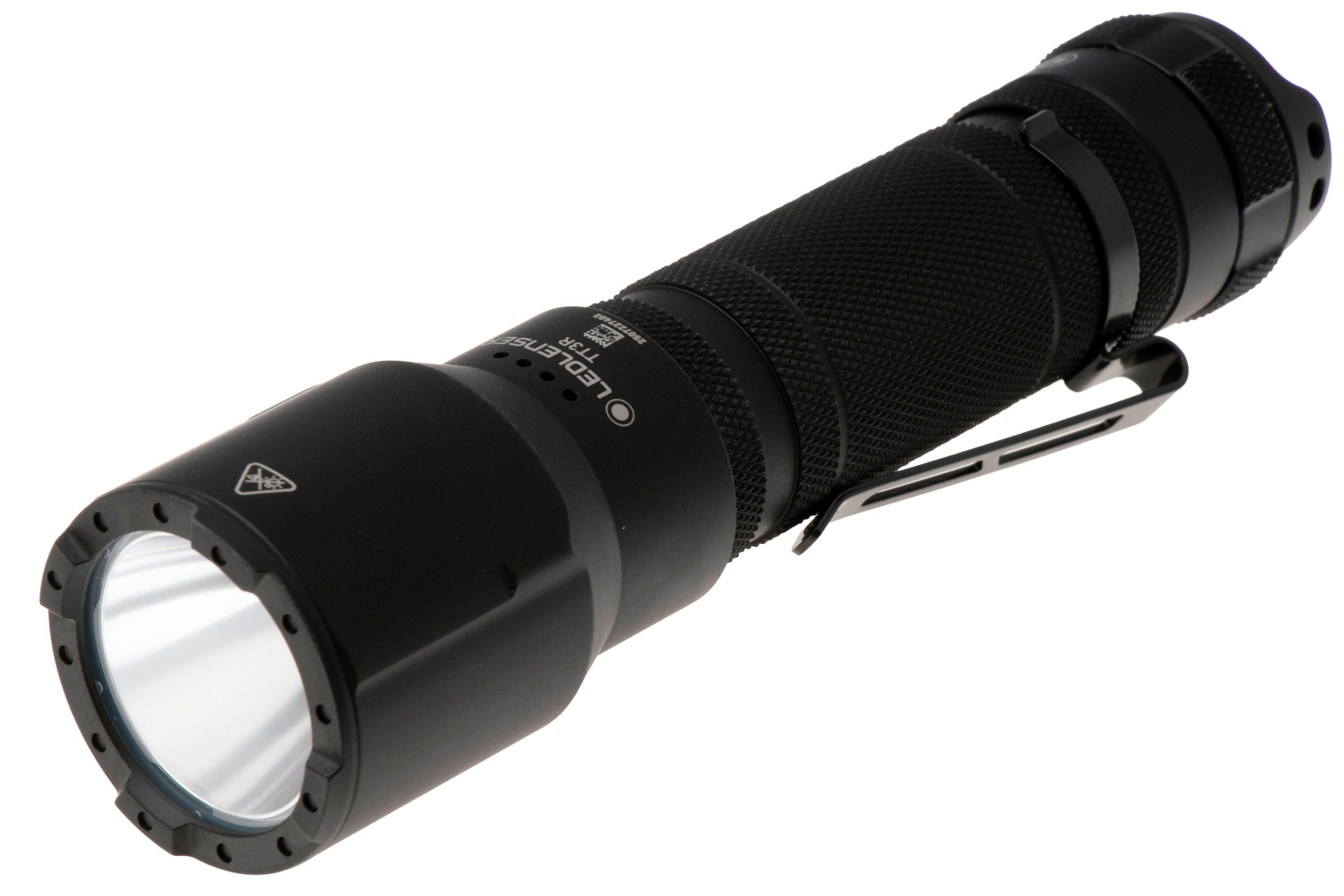 UltraFire Torcia tattica con fondina, 1200 lumen, torcia della polizia con supporto per cintura, 3 modalità, torcia LED ricaricabile per forze dell'ordine, pattuglie, UF3