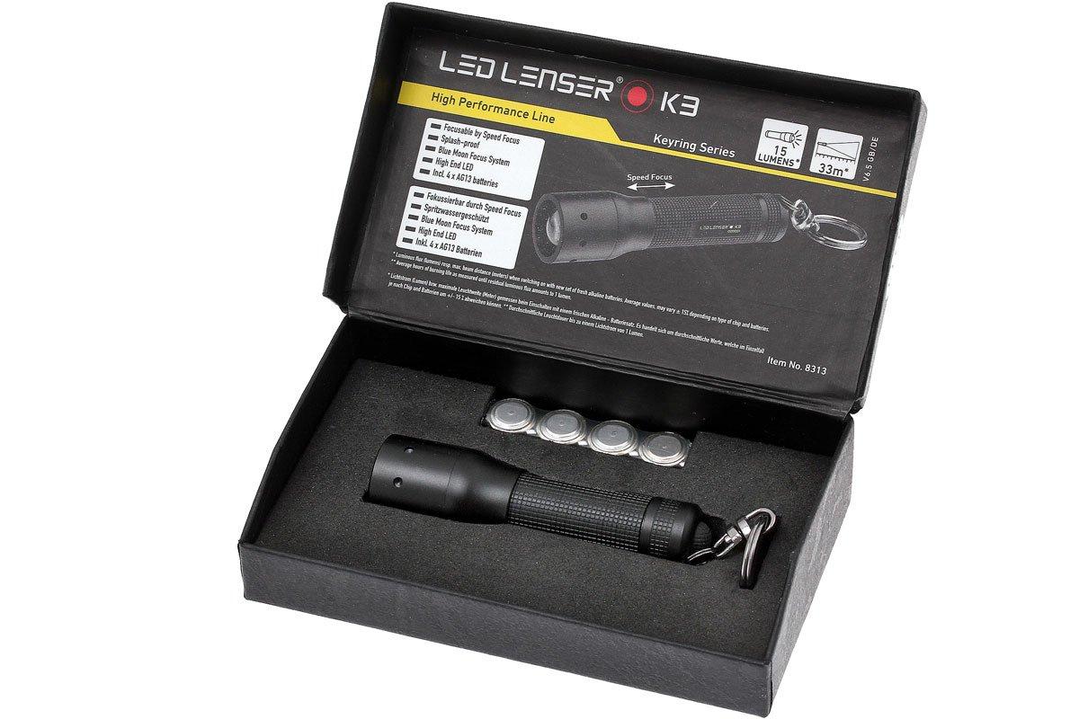 Ledlenser K3 Key-Ring Powerful LED Torch with Advanced spot to flood  focusing (Black) - Gift Box, 8313