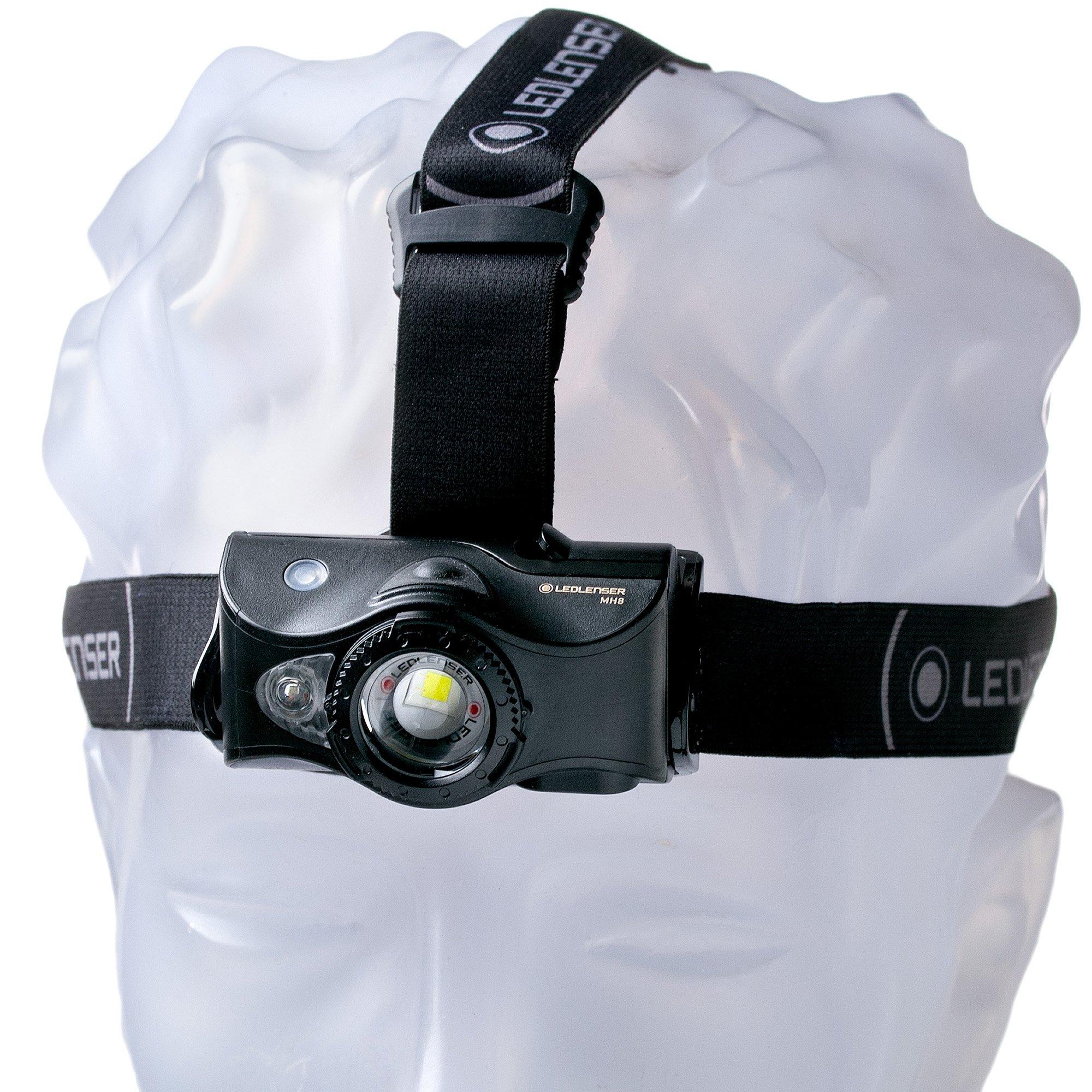 Ledlenser MH8 Lampe Frontale LED avec LED Mulitcolor supplémentaire,  Chasse, pêche, 600 lumens, Batterie Incluse