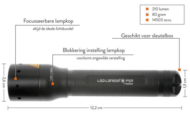 Ledlenser, Linterna recargable P5R, 420 lúmenes, sistema de carga flotante,  sistema de enfoque avanzado