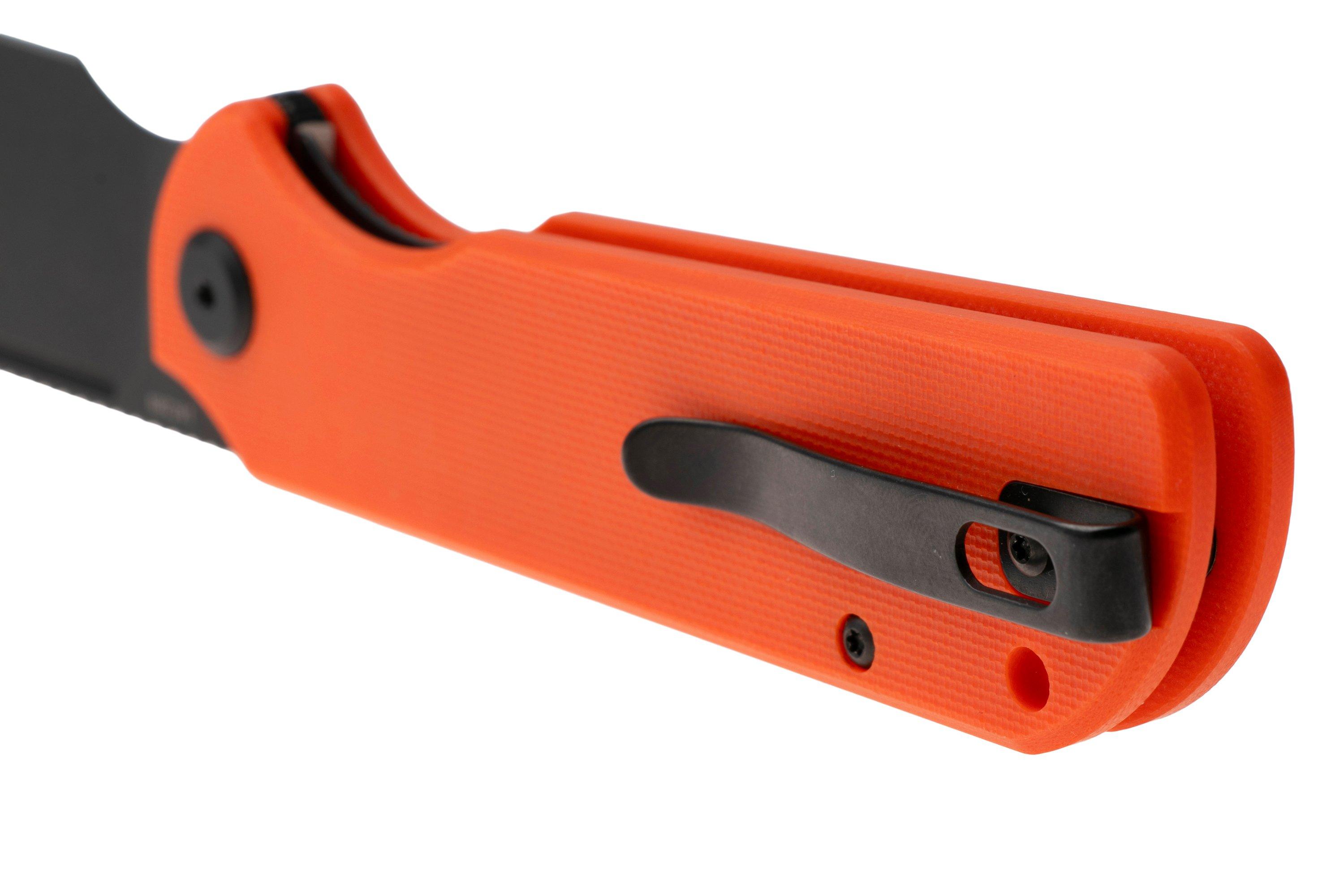 Eutektik Binary BIN-OBW-R Blackwashed 14C28N, Orange G10, pocket knife ...