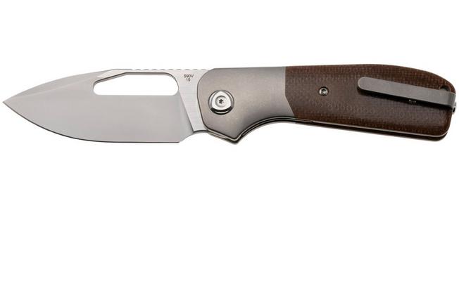 Imagen para Liong Mah Field Duty 3.5 Bead Blasted S90V, Burlap Micarta Titanium, navaja