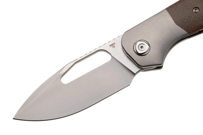 Imagen para Liong Mah Field Duty 3.5 Bead Blasted S90V, Burlap Micarta Titanium, navaja