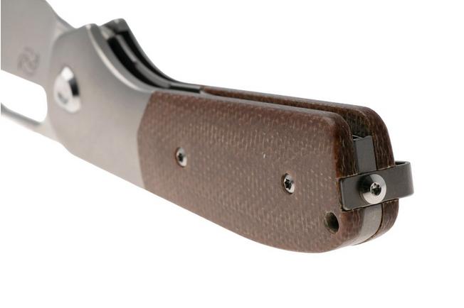 Imagen para Liong Mah Field Duty 3.5 Bead Blasted S90V, Burlap Micarta Titanium, navaja