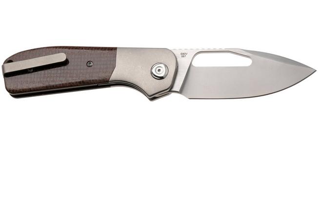 Image pour Liong Mah Field Duty 3.5 Bead Blasted M390, Burlap Micarta Titanium, couteau de poche
