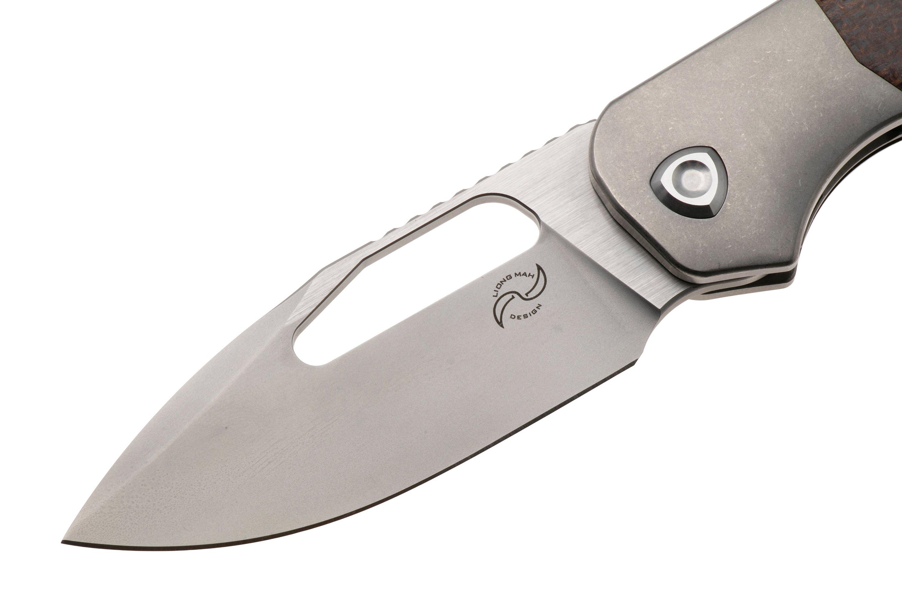 Liong Mah Field Duty 3.5 Bead Blasted M390, Burlap Micarta