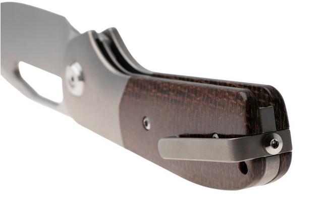 Image pour Liong Mah Field Duty 3.5 Bead Blasted M390, Burlap Micarta Titanium, couteau de poche