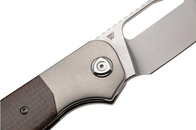 Image pour Liong Mah Field Duty 3.5 Bead Blasted M390, Burlap Micarta Titanium, couteau de poche