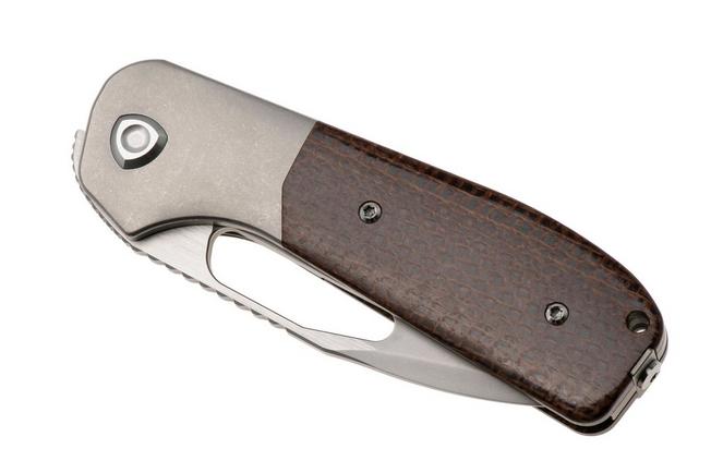 Image pour Liong Mah Field Duty 3.5 Bead Blasted M390, Burlap Micarta Titanium, couteau de poche