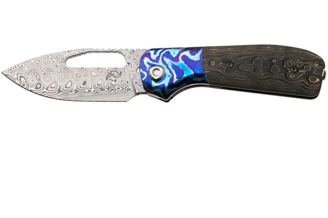 Bild für Liong Mah Field Duty 3.5 Damasteel, FatCarbon Gold Camo MokuTi Inlay, Taschenmesser