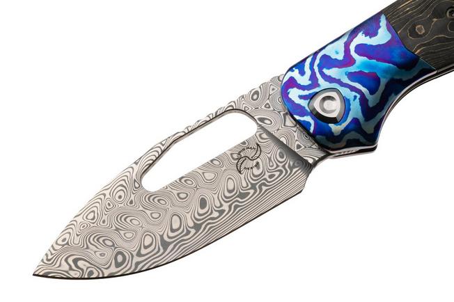 Bild für Liong Mah Field Duty 3.5 Damasteel, FatCarbon Gold Camo MokuTi Inlay, Taschenmesser