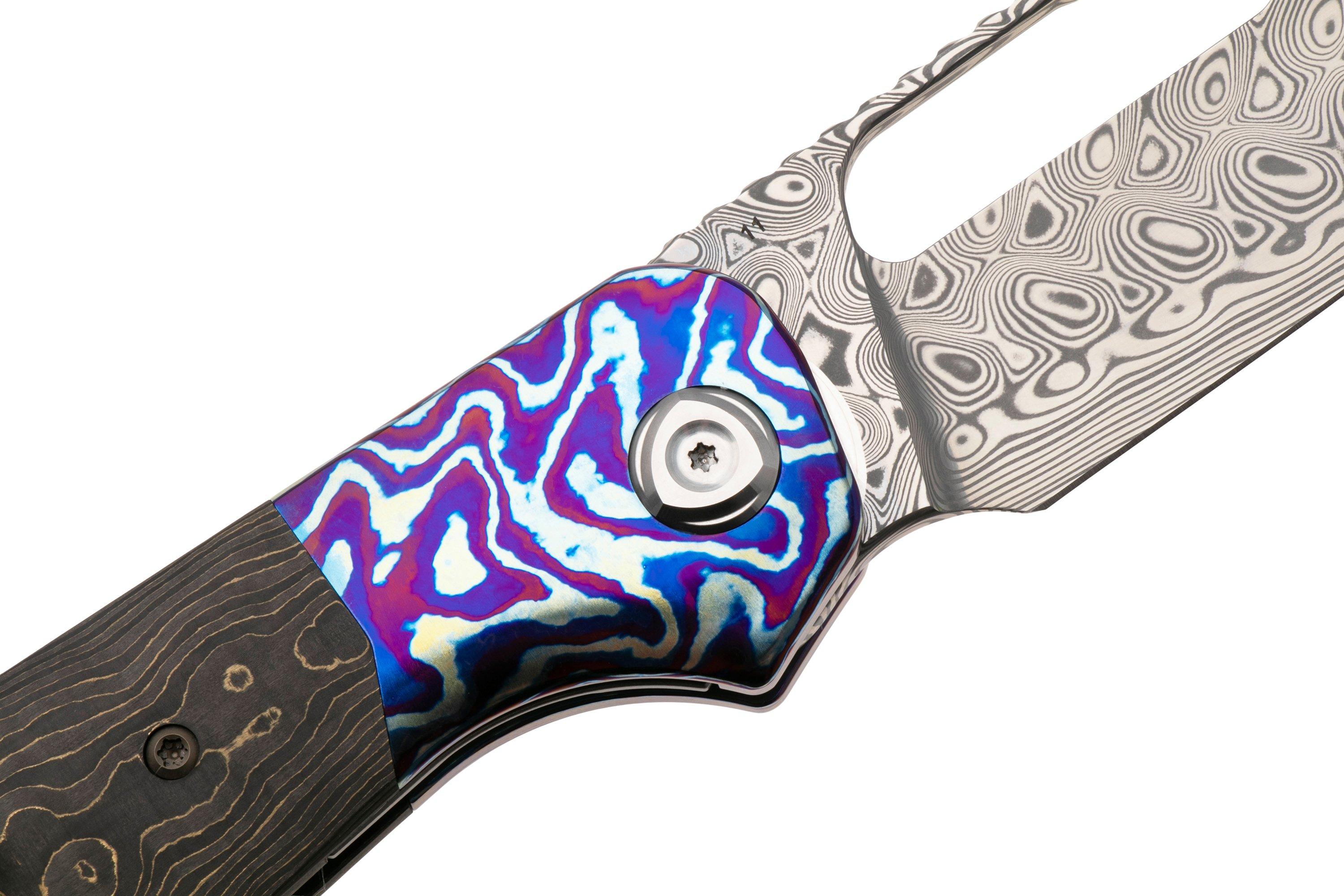 Liong Mah Field Duty 3.5 Damasteel, FatCarbon Gold Camo MokuTi Inlay ...