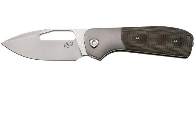 Image pour Liong Mah Field Duty 3.5 Bead Blasted S90V, Green Micarta Titanium, couteau de poche
