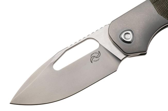 Image pour Liong Mah Field Duty 3.5 Bead Blasted S90V, Green Micarta Titanium, couteau de poche