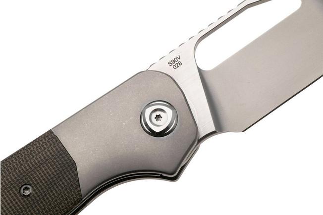 Image pour Liong Mah Field Duty 3.5 Bead Blasted S90V, Green Micarta Titanium, couteau de poche