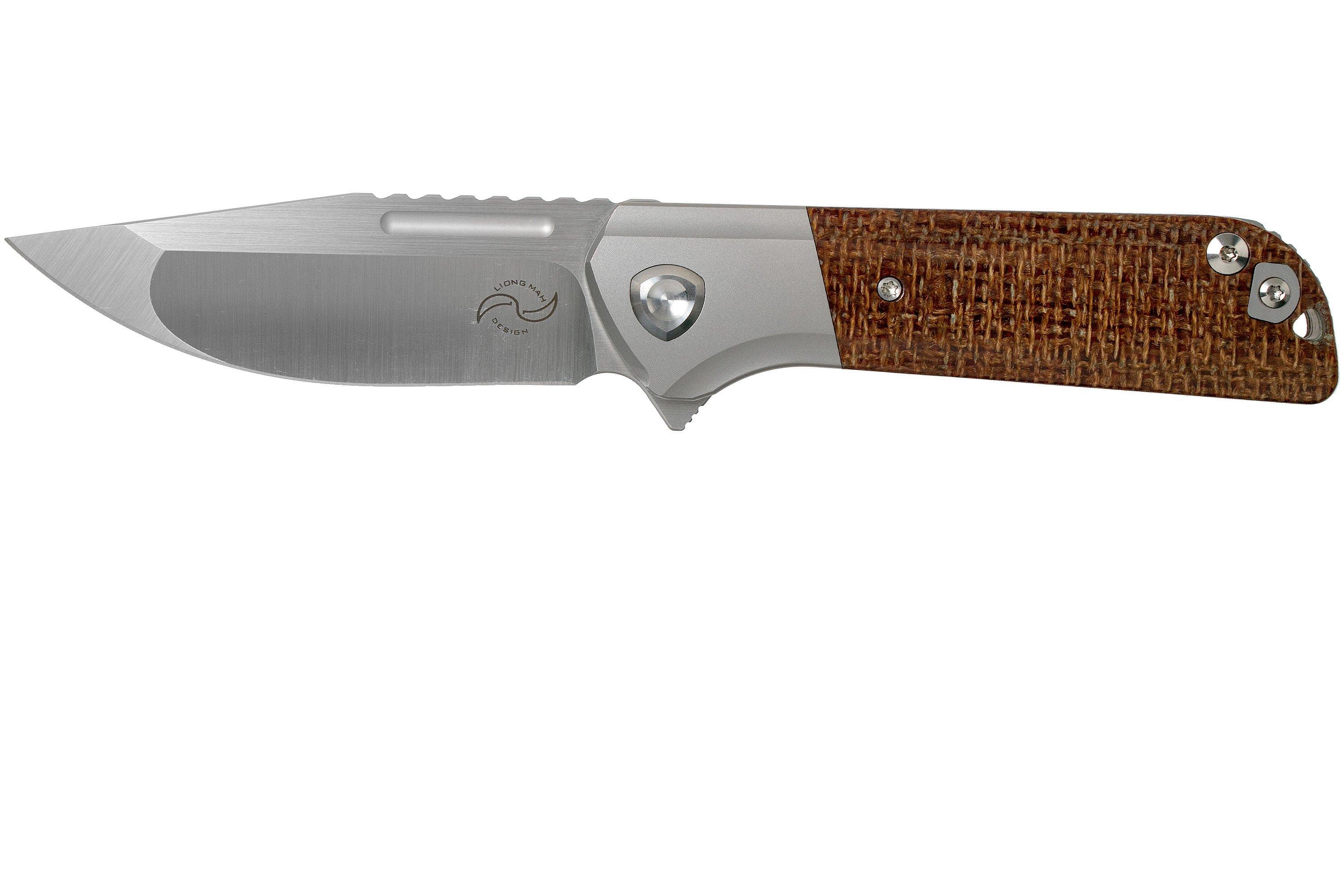 Liong Mah Lanny V2, Burlap Micarta, Satin M390 pocket knife