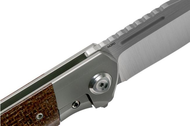Image pour Liong Mah Lanny V2, Burlap Micarta, Satin M390 couteau de poche