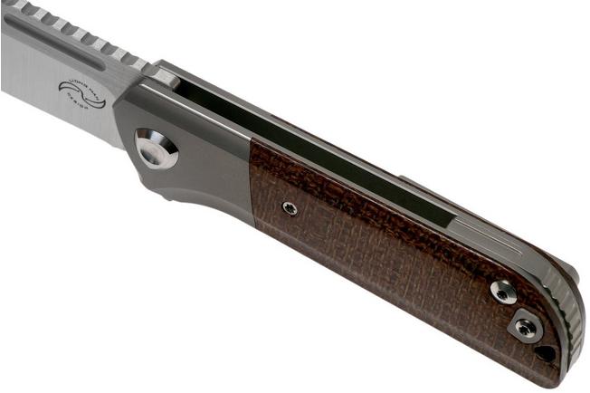 Image pour Liong Mah Lanny V2, Burlap Micarta, Satin M390 couteau de poche