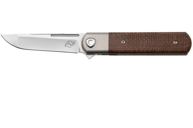 Image for Liong Mah Tanto One, Bead Blasted M390, Burlap Micarta Titanium, pocket knife