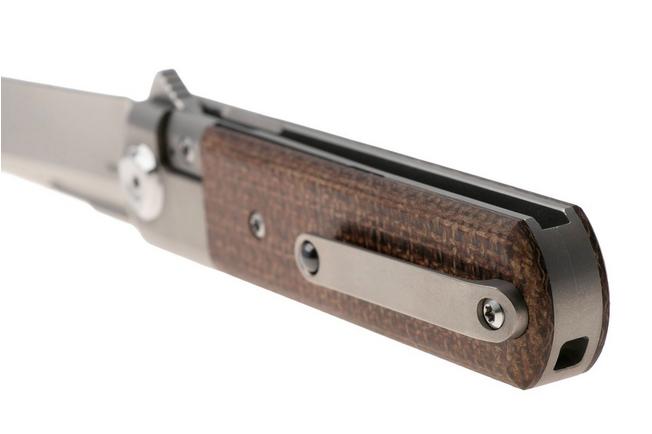 Image for Liong Mah Tanto One, Bead Blasted M390, Burlap Micarta Titanium, pocket knife