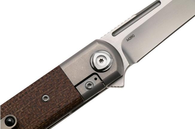 Image for Liong Mah Tanto One, Bead Blasted M390, Burlap Micarta Titanium, pocket knife