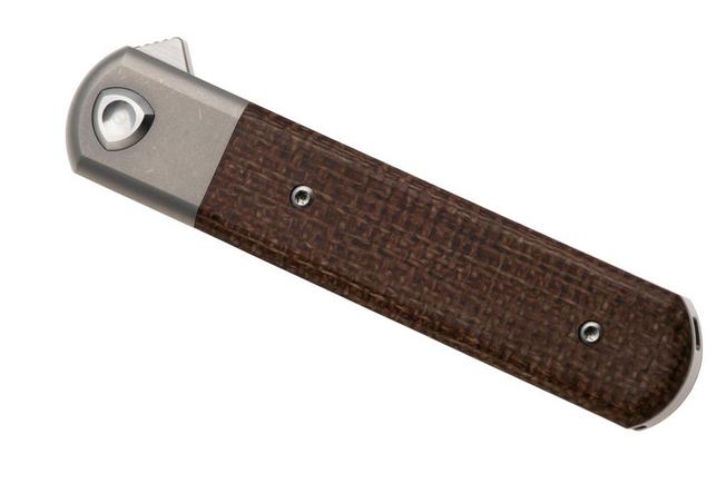 Image for Liong Mah Tanto One, Bead Blasted M390, Burlap Micarta Titanium, pocket knife