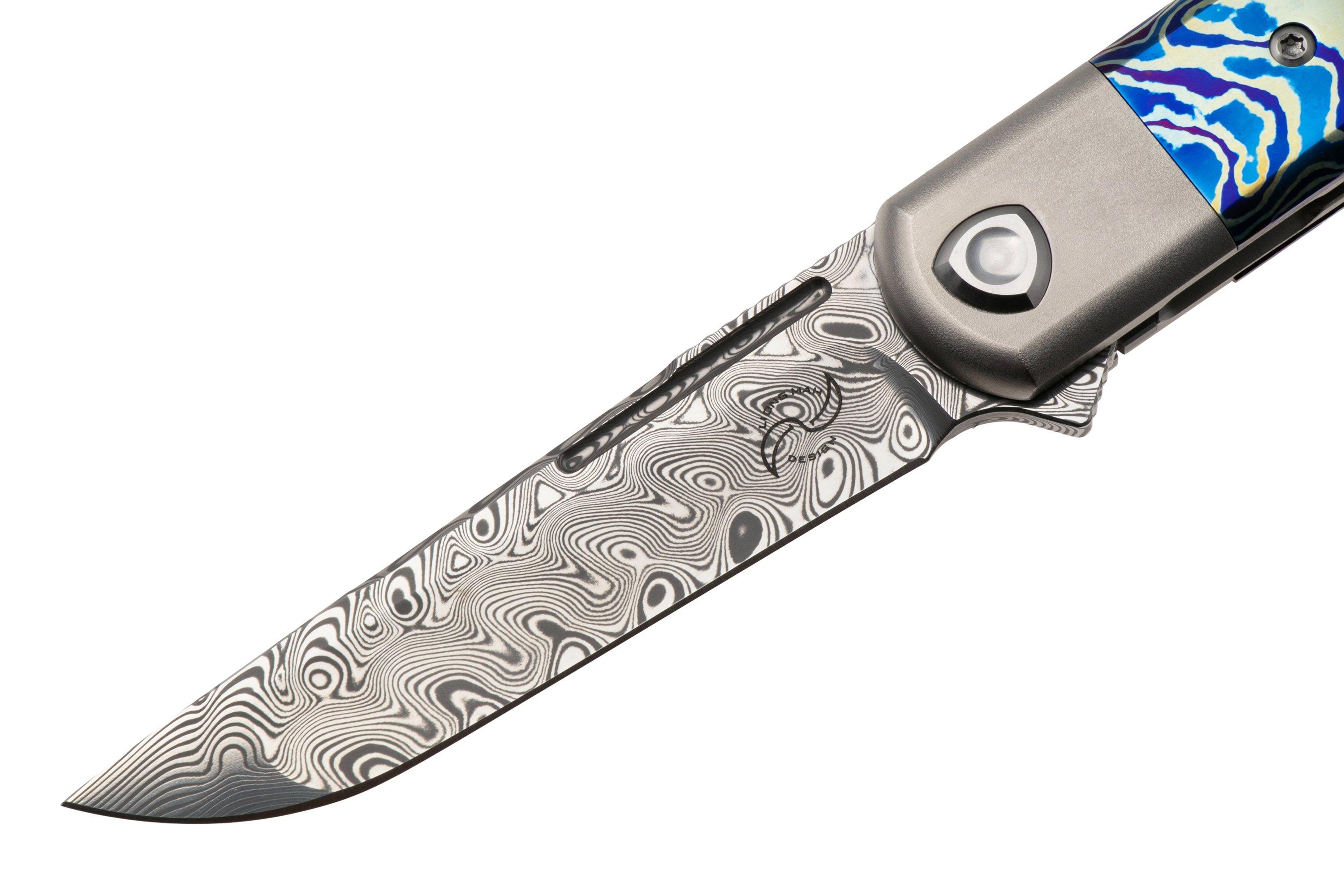 Liong Mah Tanto One, Damasteel, Titanium MokuTi Inlay, pocket knife ...