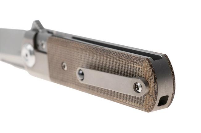 Image for Liong Mah Tanto One, Bead Blasted M390, Green Micarta Titanium, pocket knife