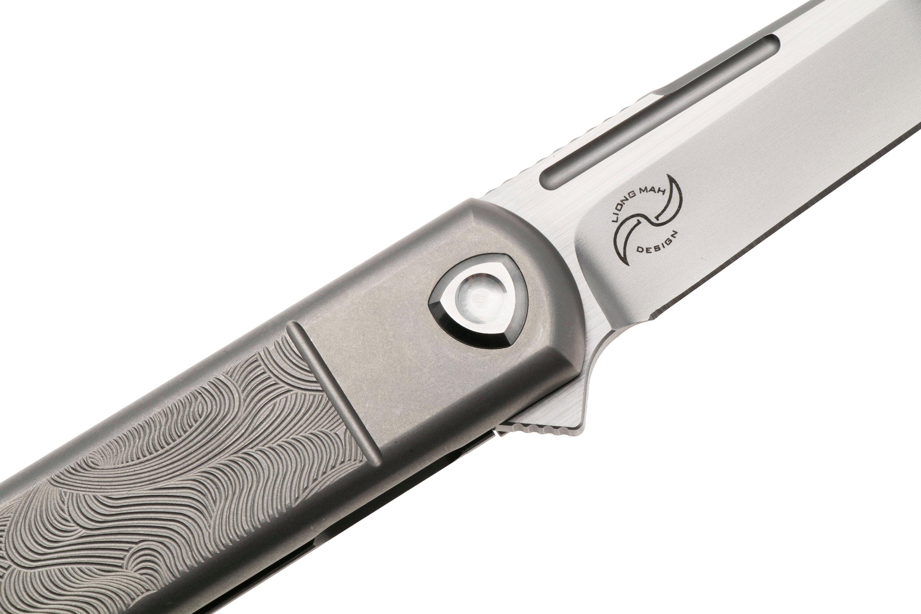 Liong Mah Tanto One, Bead Blasted M390, Sculpted Titanium, left