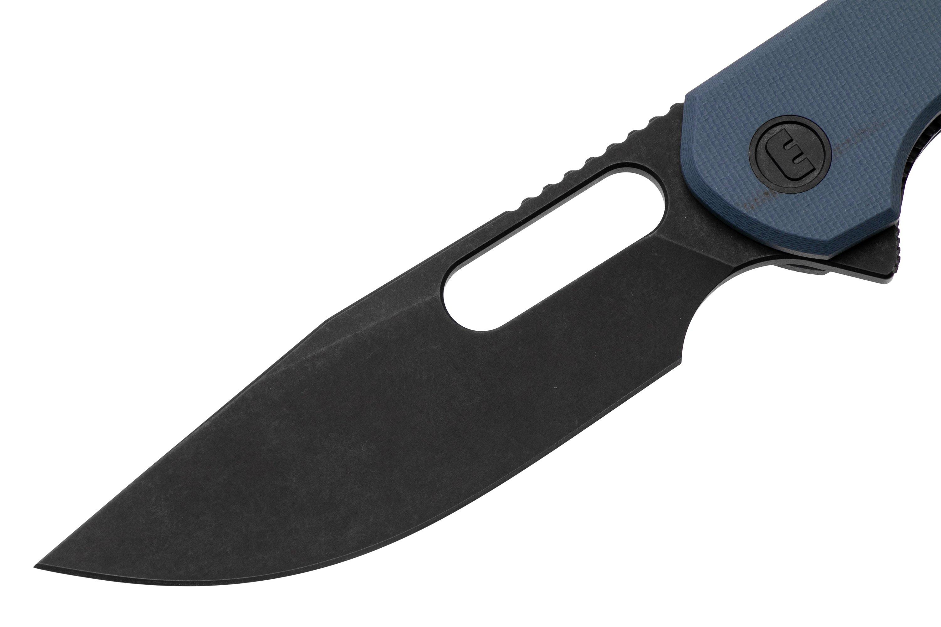 Eutektik Trinity TRI-DBW-R Blackwashed 14C28N, Blue G10, pocket knife ...